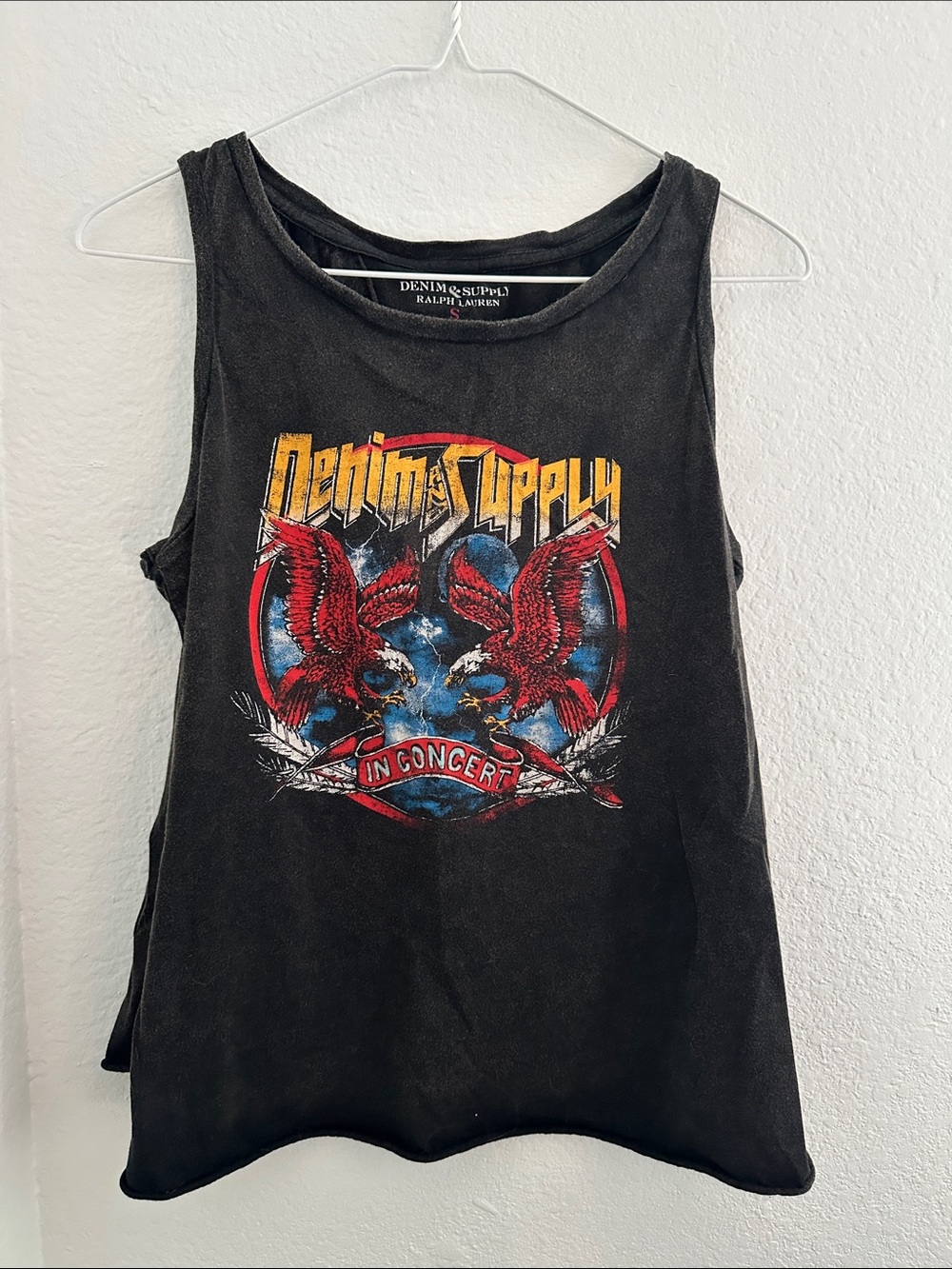 Denim & Supply Ralph Lauren Black Tank with Red & Yellow Graphic